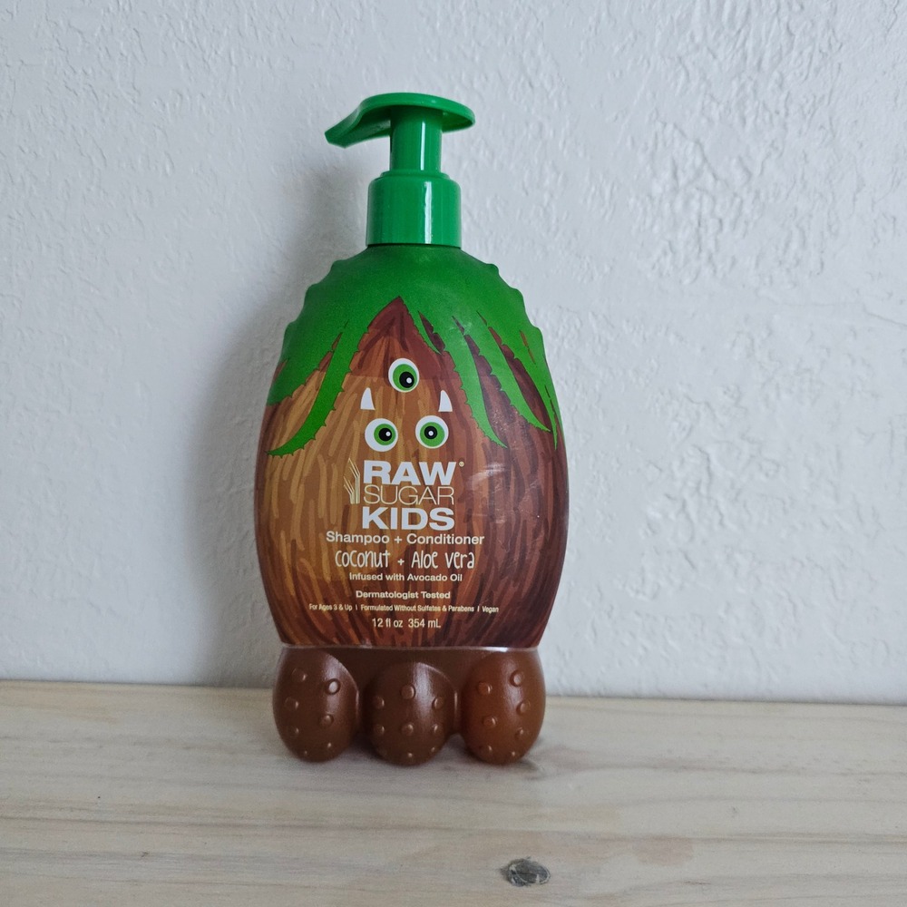 Raw Sugar Kids 2 in 1 Shampoo & Conditioner Coconut + Aloe Vera 12 fl oz New